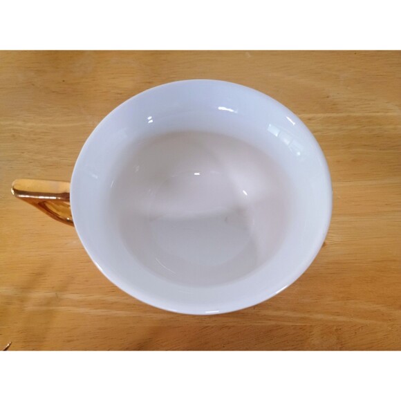 Creative Co-Op "Tired As A Mother" Funny Humor Footed Tea Cup w/ Gold Handle - Picture 4 of 5